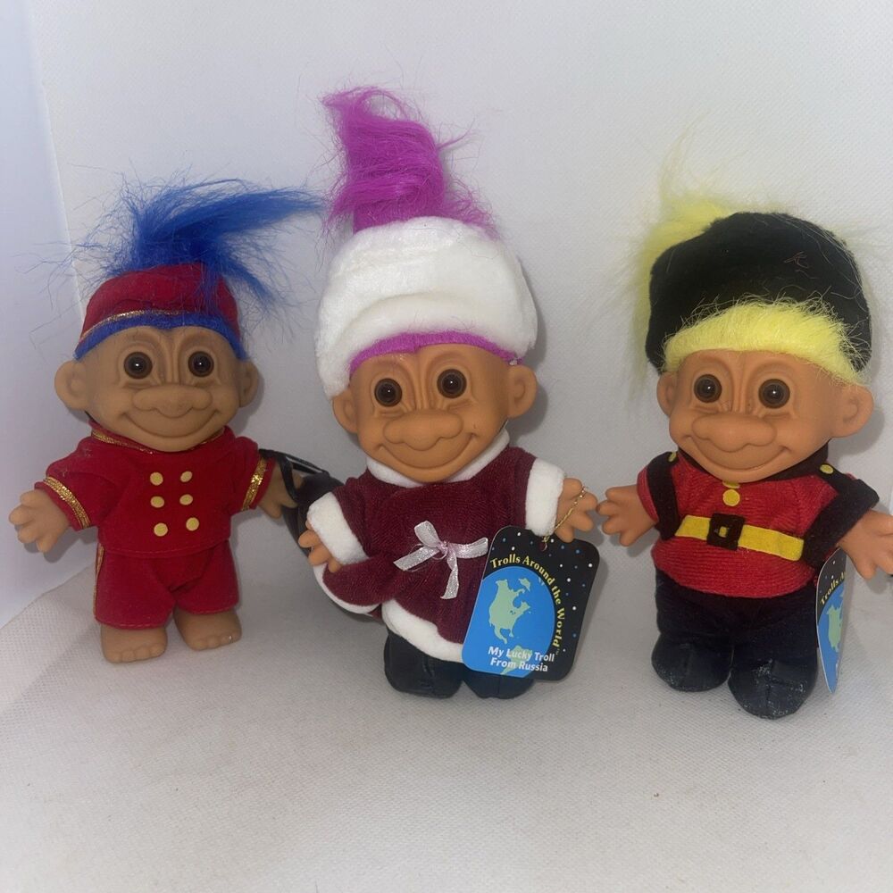 Lot Of 3 Around The World Trolls Russia Germany & France Great Kid Gift